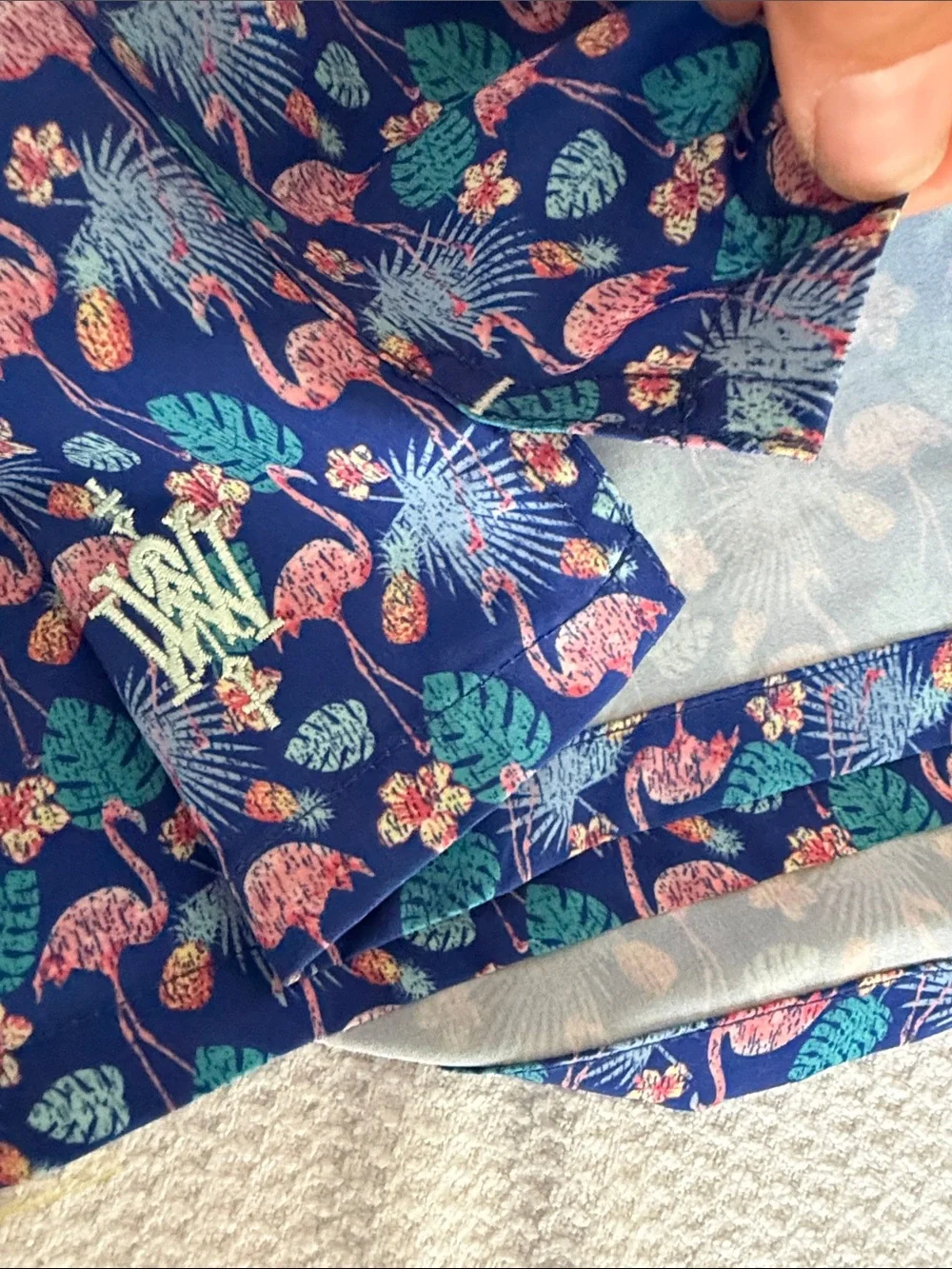 Peter Millar Navy Blue Flamingo & Leaf Hybrid Swim Shorts